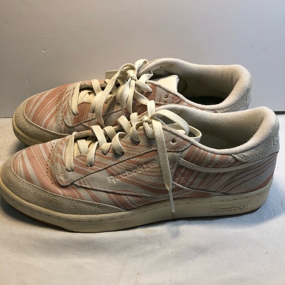 Reebok Club C 85 Men’s Size 11 Sneakers pink swirl design suede - Picture 3 of 12